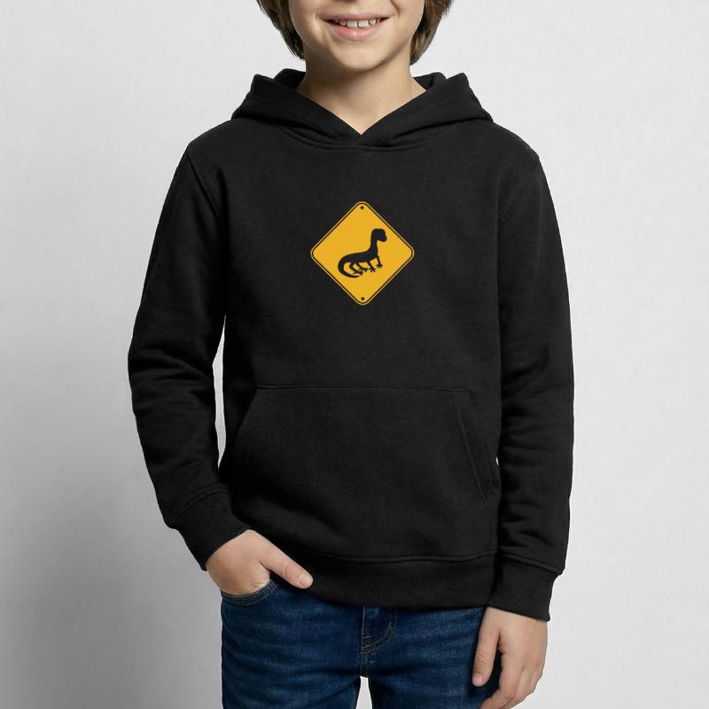 note caution warning caution shield silhouette Kids Hoodie