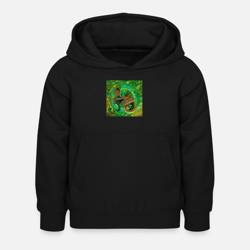 dragon vert forestier - Sweat à capuche Enfant - noir
