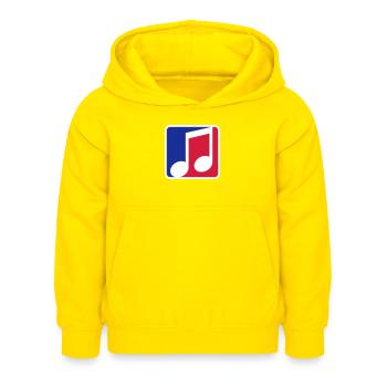 blau rot button musiknote cool kontur zeichen part - Kinder Hoodie - Gelb - Vorne - AI Model Kid Female (0cm)