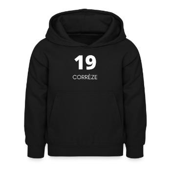 19 Corrèze - Sweat à capuche Enfant - noir - Devant - AI Model Kid Female (0cm)