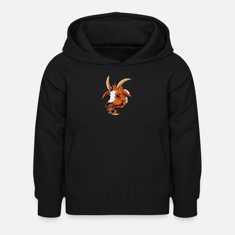 Dessin de bande dessinée de chèvre - Sweat à capuche Enfant - noir