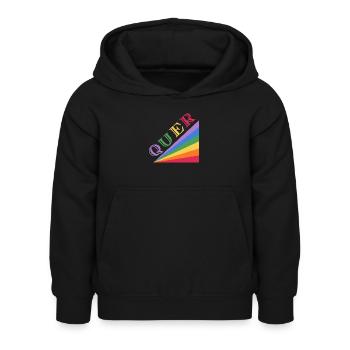 QUER Regenbogen - Kinder Hoodie - Schwarz - Vorne - AI Model Kid Female (0cm)