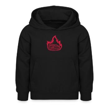 Heiß Feuer Steak saftig - Kinder Hoodie - Schwarz - Vorne - AI Model Kid Female (0cm)