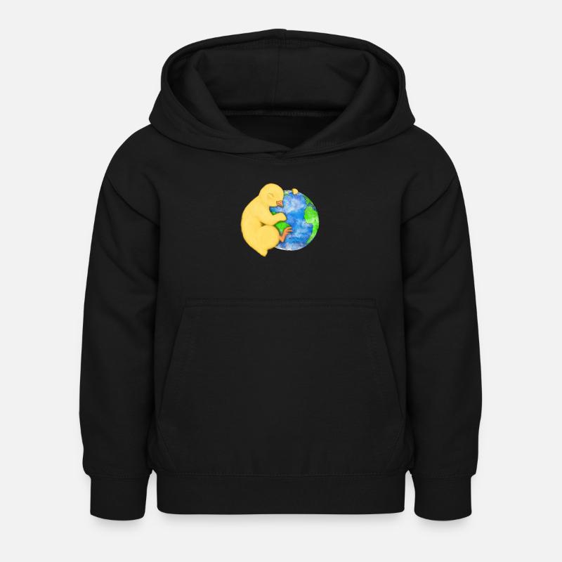 Terre et poulet - Sweat à capuche Enfant - noir