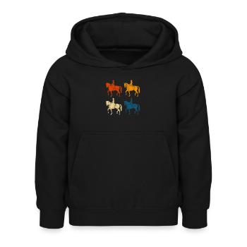 Dressage Cavalier de dressage Cheval d’équitation - Sweat à capuche Enfant - noir - Devant - AI Model Kid Female (0cm)