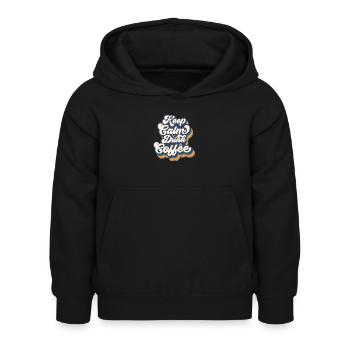 Coffee - Kinder Hoodie - Schwarz - Vorne - AI Model Kid Female (0cm)