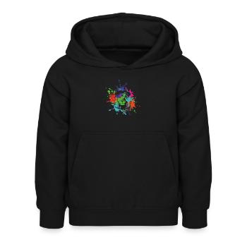 Tête de lion - Sweat à capuche Enfant - noir - Devant - AI Model Kid Female (0cm)