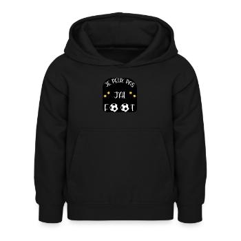 J'peux pas, j'ai foot ! - Sweat à capuche Enfant - noir - Devant - AI Model Kid Female (0cm)