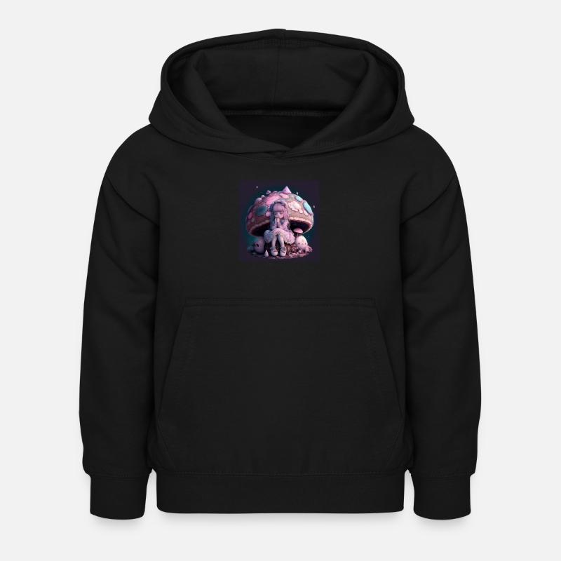 Fille sous champignon - Sweat à capuche Enfant - noir