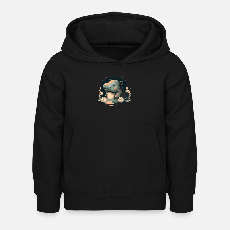 Nilpferd 6 - Kinder Hoodie - Schwarz