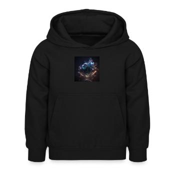 Digitale Kunst Abstract n°5 - Kinder Hoodie - Schwarz - Vorne - AI Model Kid Female (0cm)