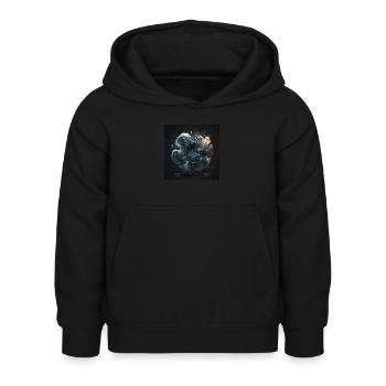 Digitale Kunst Abstract n°14 - Kinder Hoodie - Schwarz - Vorne - AI Model Kid Female (0cm)