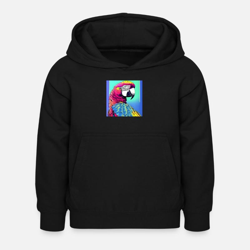 Neon Macaw - Kids Hoodie - black