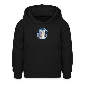 Schneeleopard - Kinder Hoodie - Schwarz - Vorne - AI Model Kid Female (0cm)