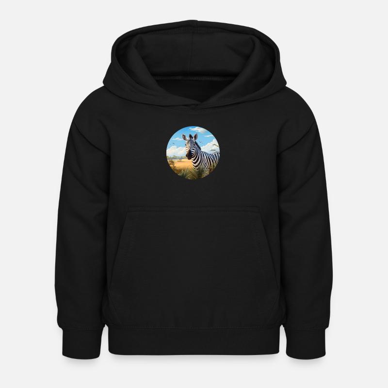 Zebra in Savanne - Kinder Hoodie - Schwarz