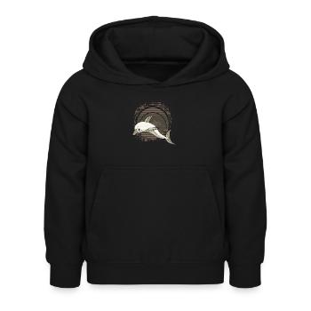Delfin - Kinder Hoodie - Schwarz - Vorne - AI Model Kid Female (0cm)