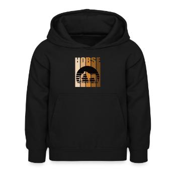 Horse - Horse with girl on brown gradient - Kids Hoodie - black - Front - AI Model Kid Female (0cm)