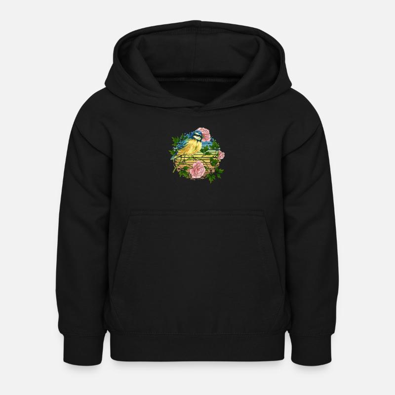 Oiseau coloré - Sweat à capuche Enfant - noir