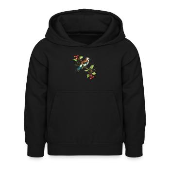 Bunter Vogel - Kinder Hoodie - Schwarz - Vorne - AI Model Kid Female (0cm)
