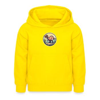 dinosaure dessin animé - Sweat à capuche Enfant - jaune - Devant - AI Model Kid Female (0cm)