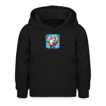 Un design coloré amusant avec un sceau - Sweat à capuche Enfant - noir - Devant - AI Model Kid Female (0cm)