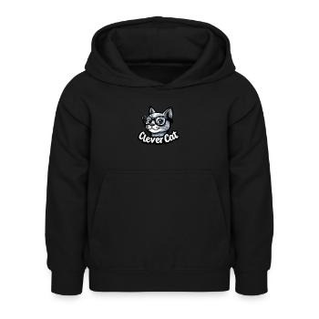 CLEVERE KATZE - Kinder Hoodie - Schwarz - Vorne - AI Model Kid Female (0cm)