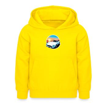 Oldtimer Sonnenuntergang - Kinder Hoodie - Gelb - Vorne - AI Model Kid Female (0cm)