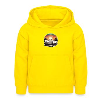 Oldtimer Sonnenuntergang - Kinder Hoodie - Gelb - Vorne - AI Model Kid Female (0cm)