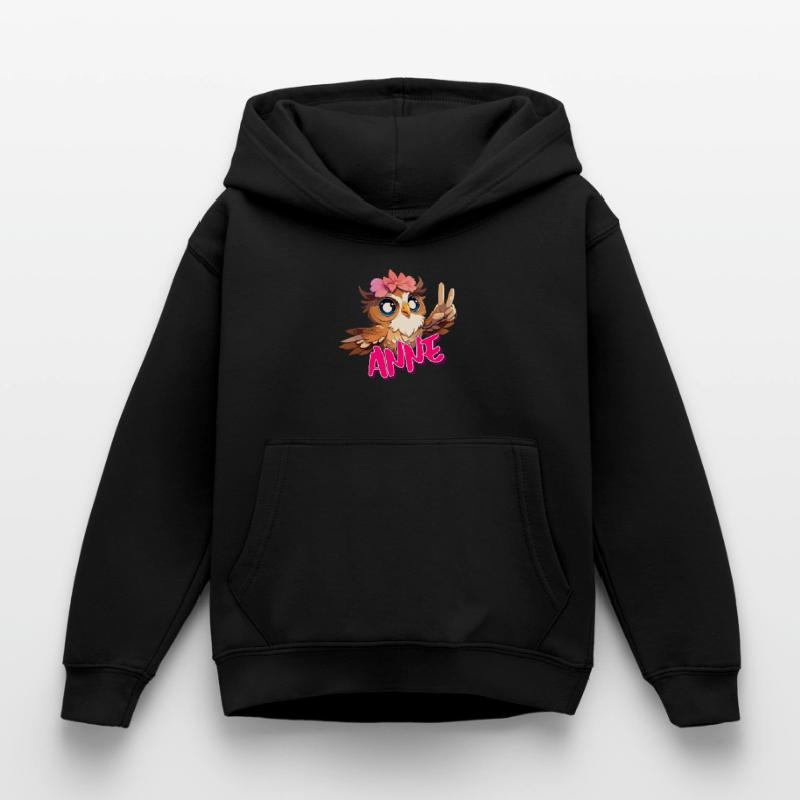 ANNA - Schöner Mädchen Name mit süßer EULE Kinder Hoodie
