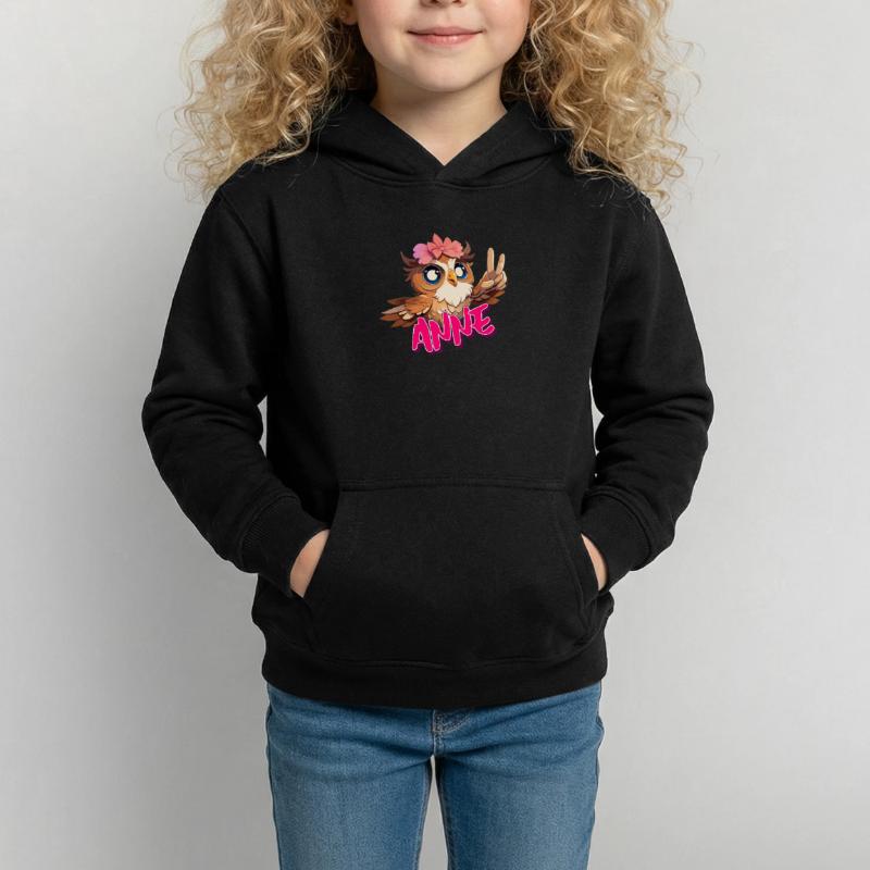 ANNA - Schöner Mädchen Name mit süßer EULE Kinder Hoodie