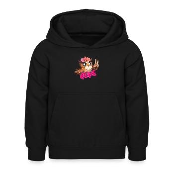 HEIKE - Beau nom de fille avec hibou mignon - Sweat à capuche Enfant - noir - Devant - AI Model Kid Female (0cm)