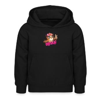 CAROLIN - Schöner Mädchen Name mit süßer EULE - Kinder Hoodie - Schwarz - Vorne - AI Model Kid Female (0cm)