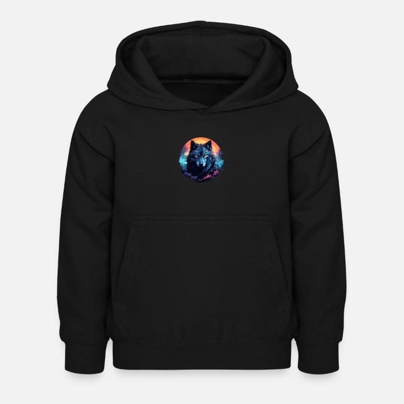 Loup noir - Sweat à capuche Enfant - noir
