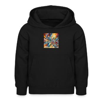 Colorful Symphony - Abstract Painting - Kids Hoodie - black - Front - AI Model Kid Female (0cm)