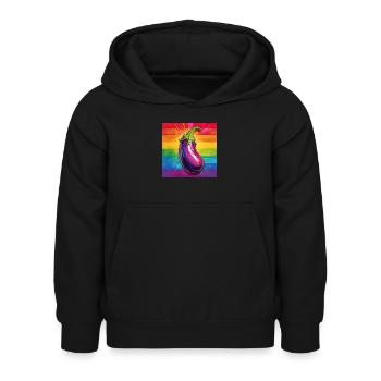 Aubergine LGBTQ - Sweat à capuche Enfant - noir - Devant - AI Model Kid Female (0cm)