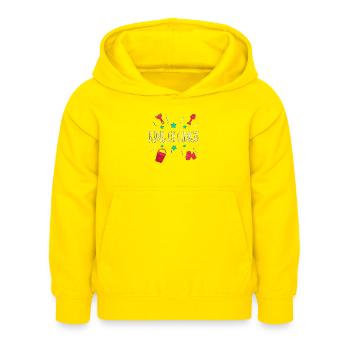 King of Chaos - Kinder Hoodie - Gelb - Vorne - AI Model Kid Female (0cm)