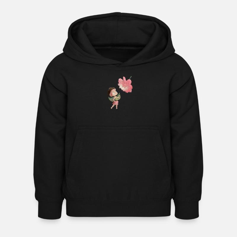 Magical fairy with peony - Kids Hoodie - black