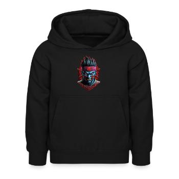 guerrier samourai - japon - demon - Sweat à capuche Enfant - noir - Devant - AI Model Kid Female (0cm)