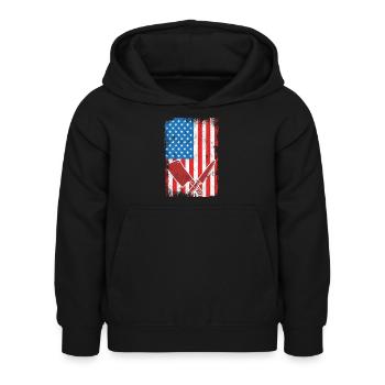 US Flagge Schlachter - Kinder Hoodie - Schwarz - Vorne - AI Model Kid Female (0cm)