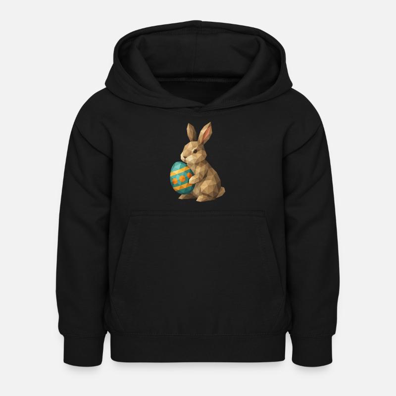 Geometric Easter Bunny - Kids Hoodie - black
