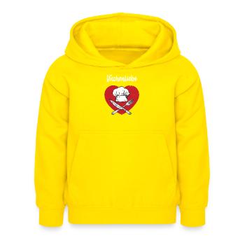 Küchenliebe Hobbykoch Leidenschaft Kochen Koch - Kinder Hoodie - Gelb - Vorne - AI Model Kid Female (0cm)
