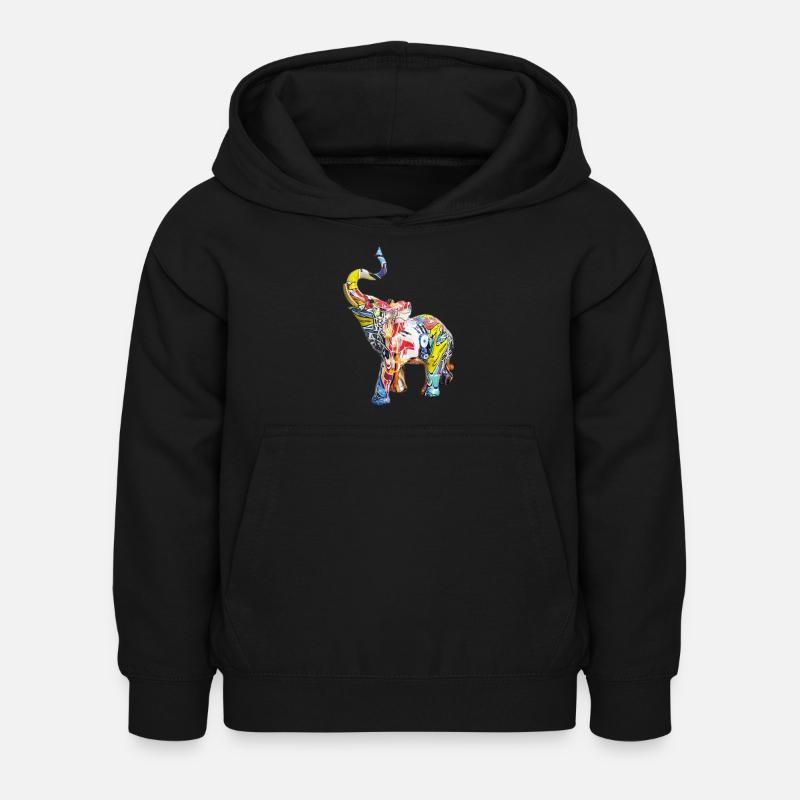 Elefant - Kinder Hoodie - Schwarz
