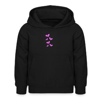 pink hearts - Kids Hoodie - black - Front - AI Model Kid Female (0cm)