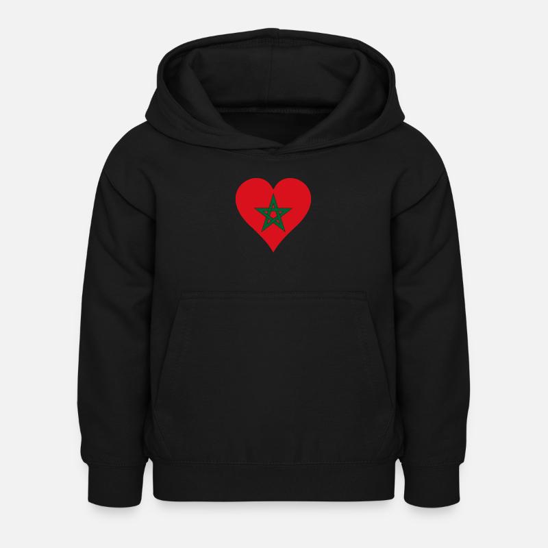 Maroc Flag Coeur - Sweat à capuche Enfant - noir