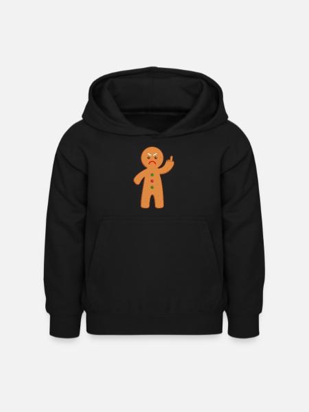 Lebkuchenmann Stinkefinger Mittelfinger - Kinder Hoodie - Schwarz