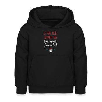 Le Père Noël n'existe pas - Sweat à capuche Enfant - noir - Devant - AI Model Kid Female (0cm)