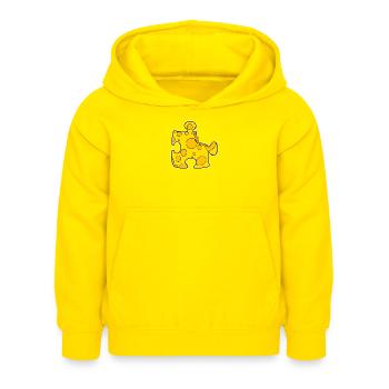 Puzzle - Sweat à capuche Enfant - jaune - Devant - AI Model Kid Female (0cm)