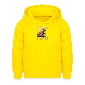 Drôle de Capybara - Sweat à capuche Enfant - jaune - Devant - AI Model Kid Female (0cm)