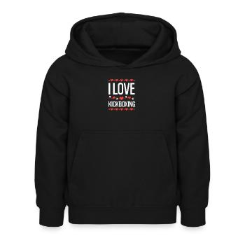 I Love Kickboxing  - Kinder Hoodie - Schwarz - Vorne - AI Model Kid Female (0cm)