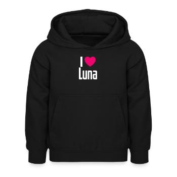 I Love Luna Pink Heart I Love Luna - Kids Hoodie - black - Front - AI Model Kid Female (0cm)